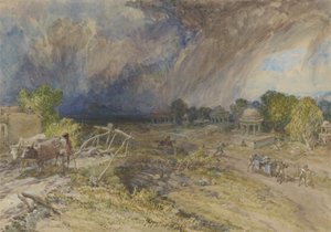 Tormenta de polvo acercándose, cerca de Jaipur Rajputana, 1863 de William Crimea Simpson